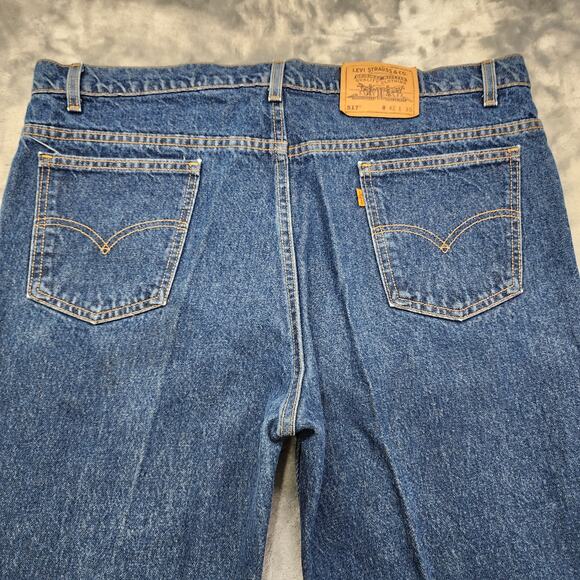 Vintage 90s Levi’s Jeans Mens W42 L30 Dark Wash Orange Tab 517 Bootcut Western - Picture 4 of 12
